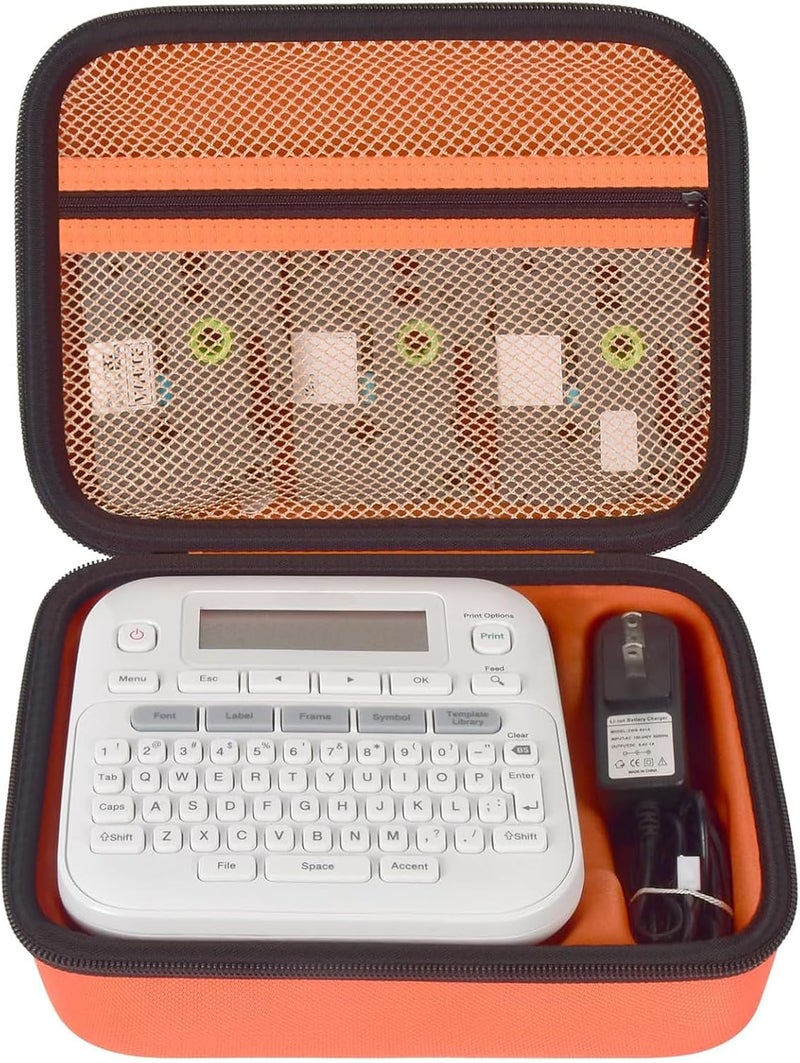 GWCASE Case Compatible with Brother P-Touch PTD220 210 Home/Office Everyday Label Maker, Storage Holder Carrying Organizer for Label Tapes, AC Adapter, Charging Cables (Box Only) -Orange - Image 1